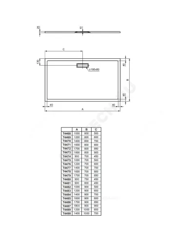 Поддон душевой акрил прямоугольный ULTRAFLAT NEW 900х700х25 черный Ideal Standard T4474V3
