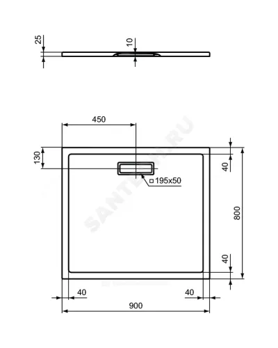 Поддон душевой акрил прямоугольный ULTRAFLAT NEW 800х900х25 Ideal Standard T448101