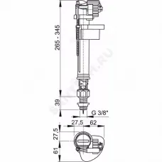 Арматура для бачка наливная 3/8" нижнее подключение Alca Plast A17-3/8"
