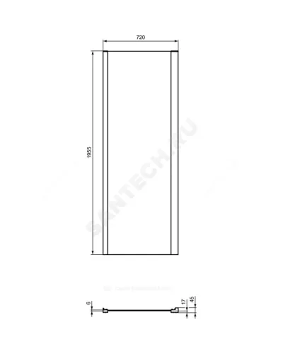 Стенка душевая CONNECT 2 боковая 750х1950мм Ideal Standard K9298V3