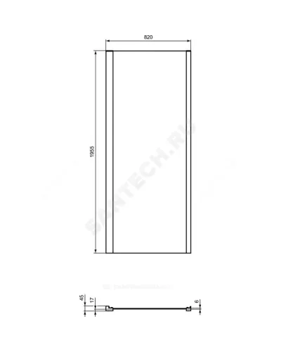 Стенка душевая CONNECT 2 боковая 850х1950мм Ideal Standard K9301V3
