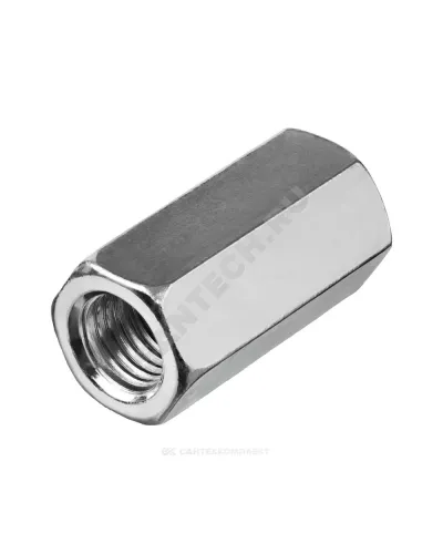 Гайка удлиненная стальная оц М10х30 к.п. 5 шестигранная DIN 6334