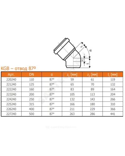 Отвод НПВХ коричневый Дн 110х87гр б/нап в/к KGB Ostendorf 220240