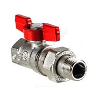 Кран шаровой латунь хром R259D Ду 15 Ру42 ВР/"американка" бабочка красная Giacomini R259X003