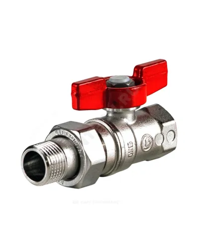 Кран шаровой латунь хром R259D Ду 15 Ру42 ВР/американка бабочка красная Giacomini R259X003