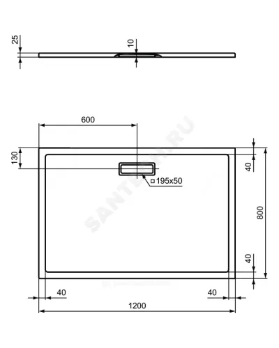 Поддон душевой акрил прямоугольный ULTRAFLAT NEW 1200х800х25 Ideal Standard T446901